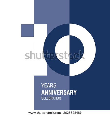 Anniversary logo design. Modern negative space set of numbers. 10 years blue combination colors and white vector illustration