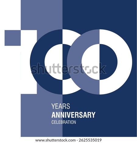 Anniversary logo design. Modern negative space set of numbers. 100 years blue combination colors and white vector illustration