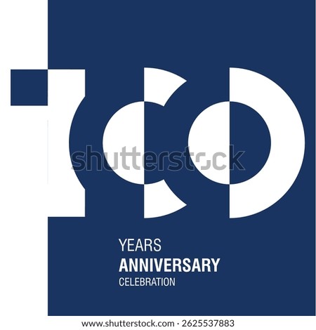 Anniversary logo design. Modern negative space set of numbers. 100 years blue white vector illustration