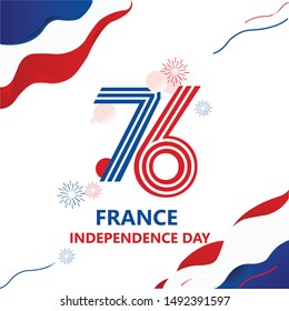 Anniversary Logo of France independence day, happy independence day France postage or postcard banner with flag national background vector illustration symbol