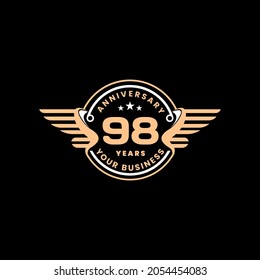 Anniversary logo with gold color wings for party, Happy birthday logo, Elegant, Luxury