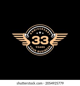 Anniversary logo with gold color wings for party, Happy birthday logo, Elegant, Luxury