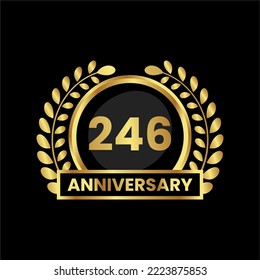 anniversary logo, gold shape logo with luxury look on black background. numbered gold birthday celebration logo