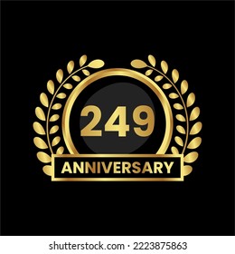 anniversary logo, gold shape logo with luxury look on black background. numbered gold birthday celebration logo