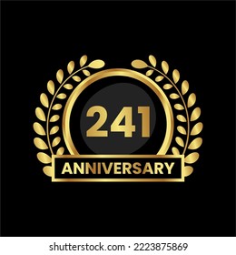 anniversary logo, gold shape logo with luxury look on black background. numbered gold birthday celebration logo
