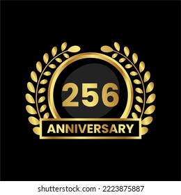 anniversary logo, gold shape logo with luxury look on black background. numbered gold birthday celebration logo