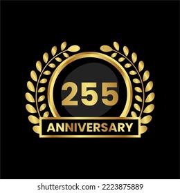 logotipo de aniversario, logotipo de forma dorada con lujoso aspecto de fondo negro. logo de cumpleaños de oro numerado