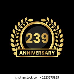 anniversary logo, gold shape logo with luxury look on black background. numbered gold birthday celebration logo