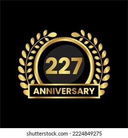 anniversary logo, gold shape logo with luxury look on black background. numbered gold birthday celebration logo
