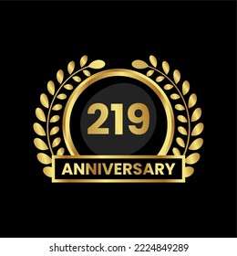 anniversary logo, gold shape logo with luxury look on black background. numbered gold birthday celebration logo