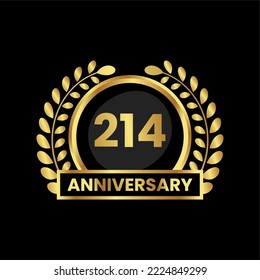 anniversary logo, gold shape logo with luxury look on black background. numbered gold birthday celebration logo