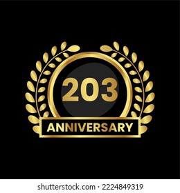anniversary logo, gold shape logo with luxury look on black background. numbered gold birthday celebration logo