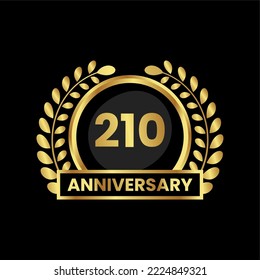 anniversary logo, gold shape logo with luxury look on black background. numbered gold birthday celebration logo