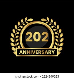 anniversary logo, gold shape logo with luxury look on black background. numbered gold birthday celebration logo