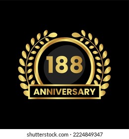 anniversary logo, gold shape logo with luxury look on black background. numbered gold birthday celebration logo