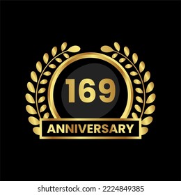anniversary logo, gold shape logo with luxury look on black background. numbered gold birthday celebration logo