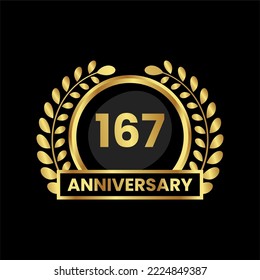 anniversary logo, gold shape logo with luxury look on black background. numbered gold birthday celebration logo