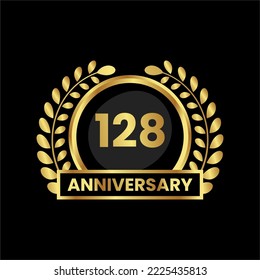 anniversary logo, gold shape logo with luxury look on black background. numbered gold birthday celebration logo