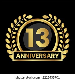 anniversary logo, gold shape logo with luxury look on black background. numbered gold birthday celebration logo