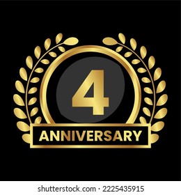 anniversary logo, gold shape logo with luxury look on black background. numbered gold birthday celebration logo