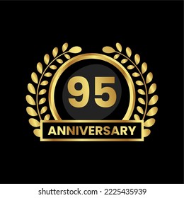 anniversary logo, gold shape logo with luxury look on black background. numbered gold birthday celebration logo
