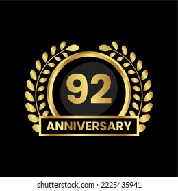 anniversary logo, gold shape logo with luxury look on black background. numbered gold birthday celebration logo