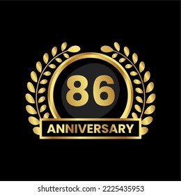 anniversary logo, gold shape logo with luxury look on black background. numbered gold birthday celebration logo
