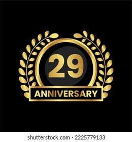anniversary logo, gold shape logo with luxury look on black background. numbered gold birthday celebration logo