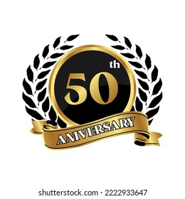 anniversary logo, gold shape logo with rice icon display on black background. numbered gold birthday celebration logo