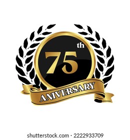logotipo de aniversario, logotipo de forma dorada con icono de arroz en fondo negro. logo de cumpleaños de oro numerado
