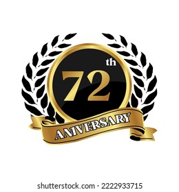 anniversary logo, gold shape logo with rice icon display on black background. numbered gold birthday celebration logo