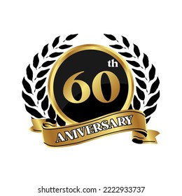 logotipo de aniversario, logotipo de forma dorada con icono de arroz en fondo negro. logo de cumpleaños de oro numerado