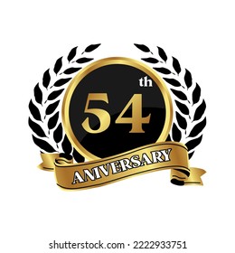 anniversary logo, gold shape logo with rice icon display on black background. numbered gold birthday celebration logo