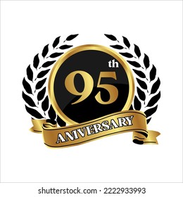 anniversary logo, gold shape logo with rice icon display on black background. numbered gold birthday celebration logo