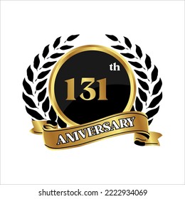 anniversary logo, gold shape logo with rice icon display on black background. numbered gold birthday celebration logo
