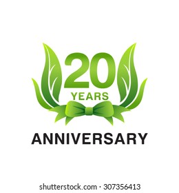 anniversary logo green leaves 20