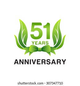 anniversary logo green leaves 51