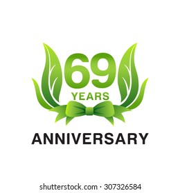 anniversary logo green leaves 69