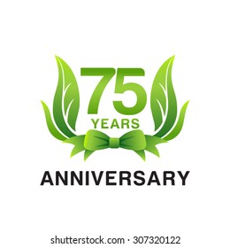 anniversary logo green leaves 75