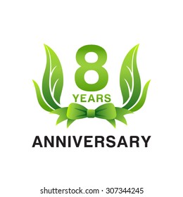 anniversary logo green leaves 8
