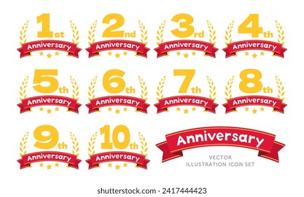 Icono de logotipo de aniversario conjunto de ilustraciones vectoriales