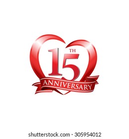 anniversary logo red heart 15