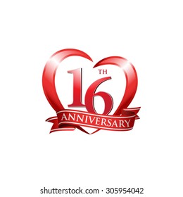 anniversary logo red heart 16