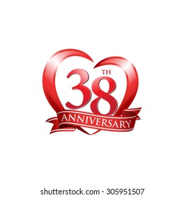 anniversary logo red heart 38