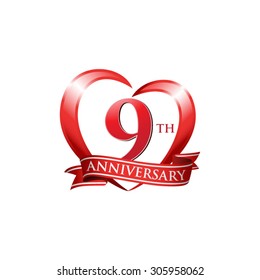 anniversary logo red heart 9