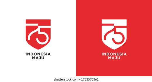  Anniversary Logo of Republic of Indonesia Independence. 75 Years of Independence of Republic of Indonesia