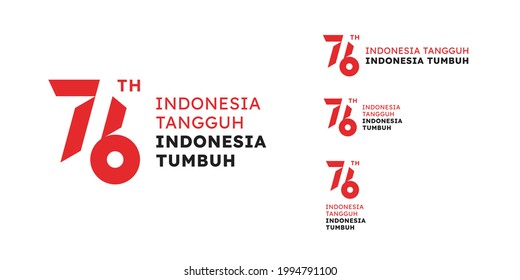 Anniversary Logo of Republic of Indonesia Independence. 76 Years of Independence of Republic of Indonesia. Vector