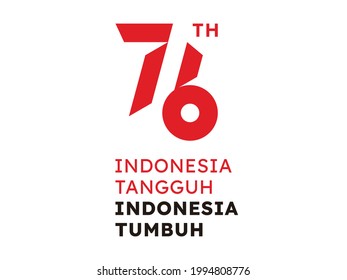 Anniversary Logo Of Republic Of Indonesia Independence. 76 Years Of Independence Of Republic Of Indonesia. Dirgahayu Republik Indonesia Translation Happy Independence Day Republic Of Indonesia