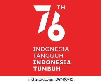 Anniversary Logo Of Republic Of Indonesia Independence. 76 Years Of Independence Of Republic Of Indonesia. Dirgahayu Republik Indonesia Translation Happy Independence Day Republic Of Indonesia