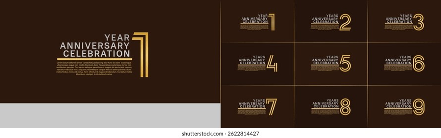 Jubiläums-Logo-Set mit doppelter Zeilennummer. Gold und Silber Farbe kann für einen besonderen Moment verwendet werden